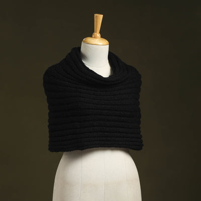 Black - kumaun hand knitted woollen cowl 39 - handcrafted