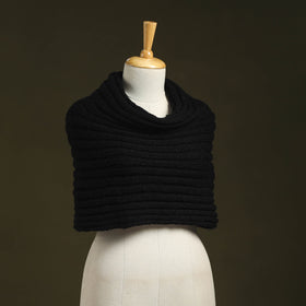 Black - kumaun hand knitted woollen cowl 39 - handcrafted