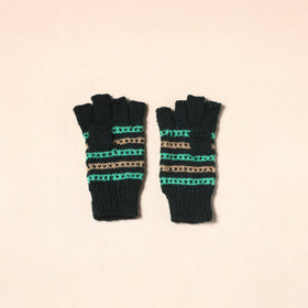 Black Kumaun Hand Knitted Woollen Hand Gloves (Adult)