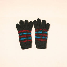 Black Kumaun Hand Knitted Woollen Hand Gloves (Adult)