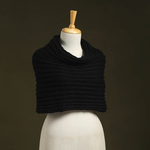 Black - kumaun hand knitted woollen cowl 39 - handcrafted