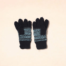 Black Kumaun Hand Knitted Woollen Hand Gloves (Adult)