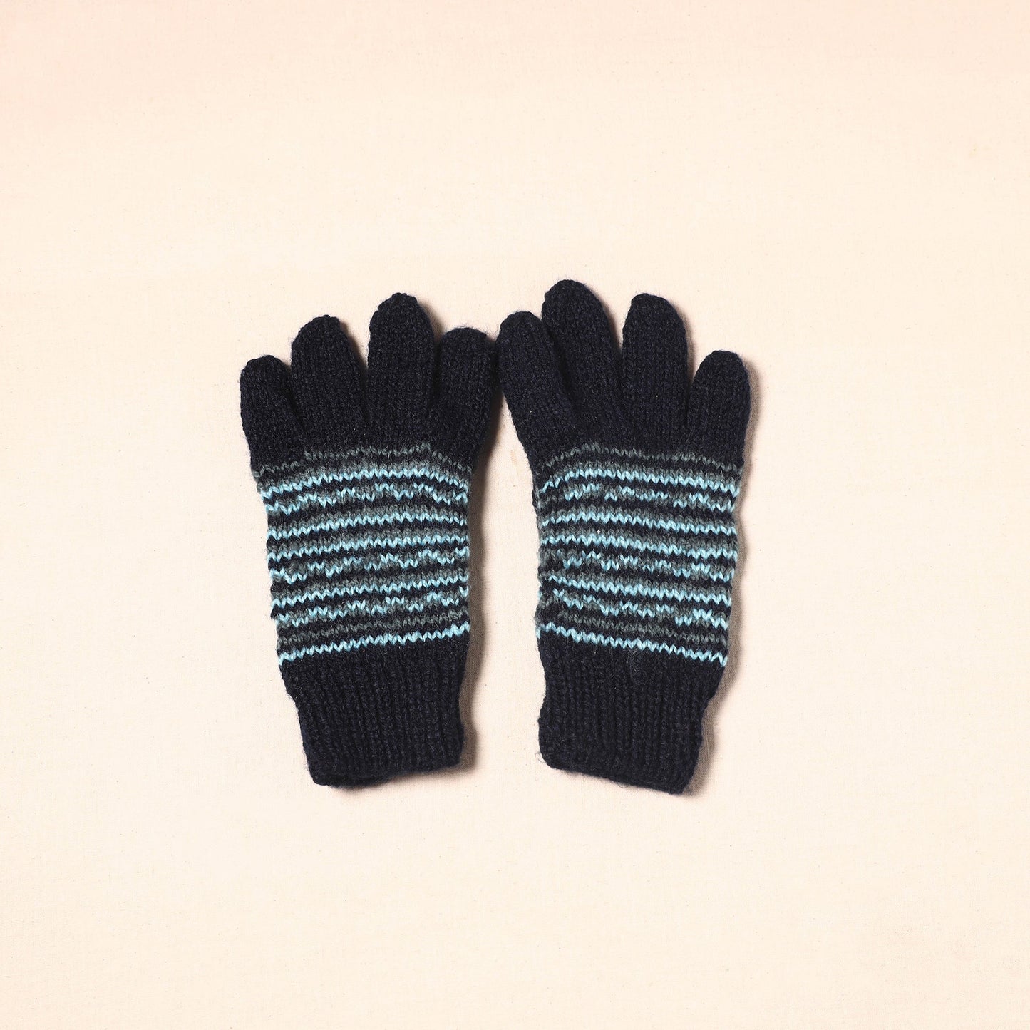 Black Kumaun Hand Knitted Woollen Hand Gloves (Adult)