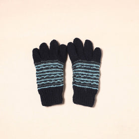 Black Kumaun Hand Knitted Woollen Hand Gloves (Adult)