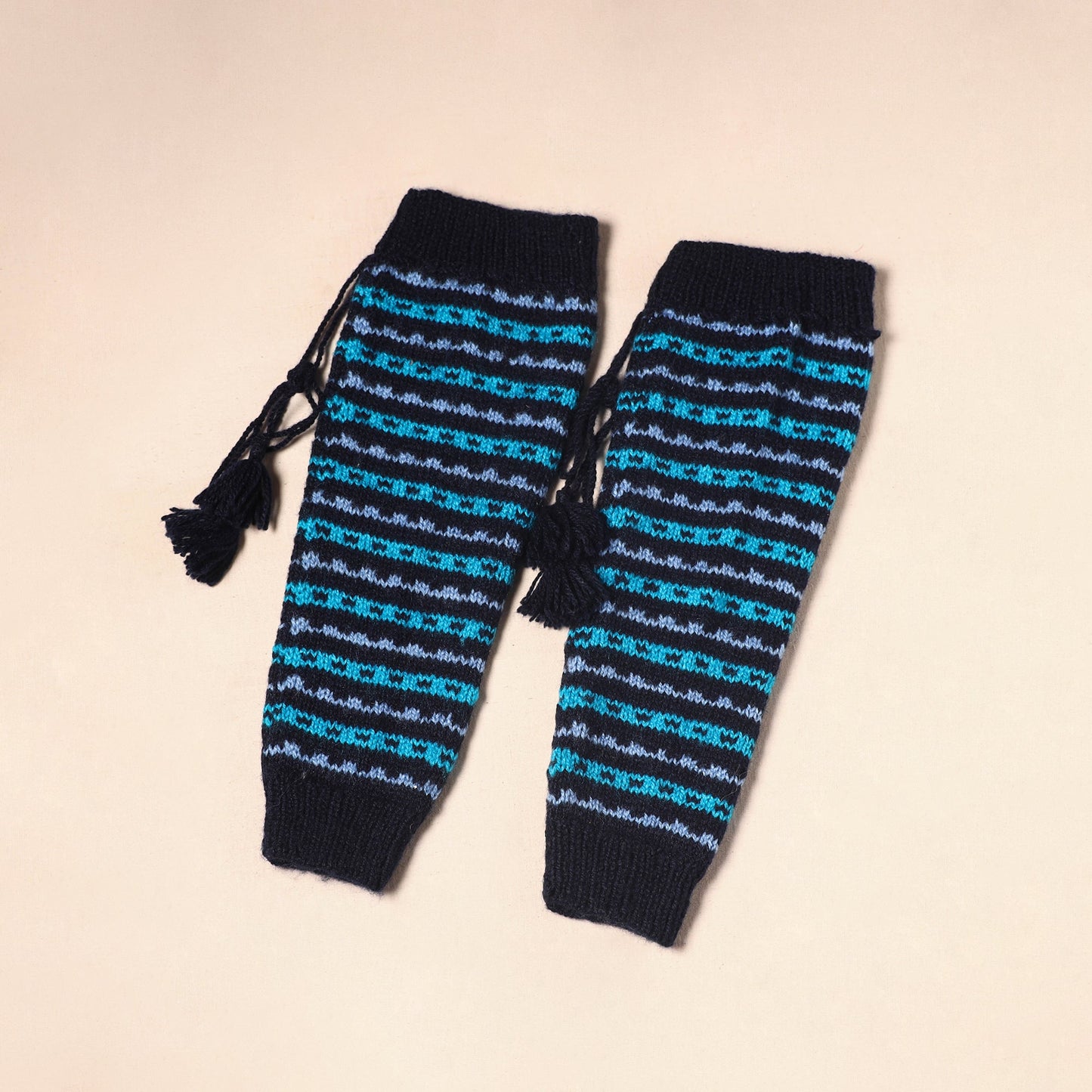 Black Kumaun Hand Knitted Woollen Leg Warmer