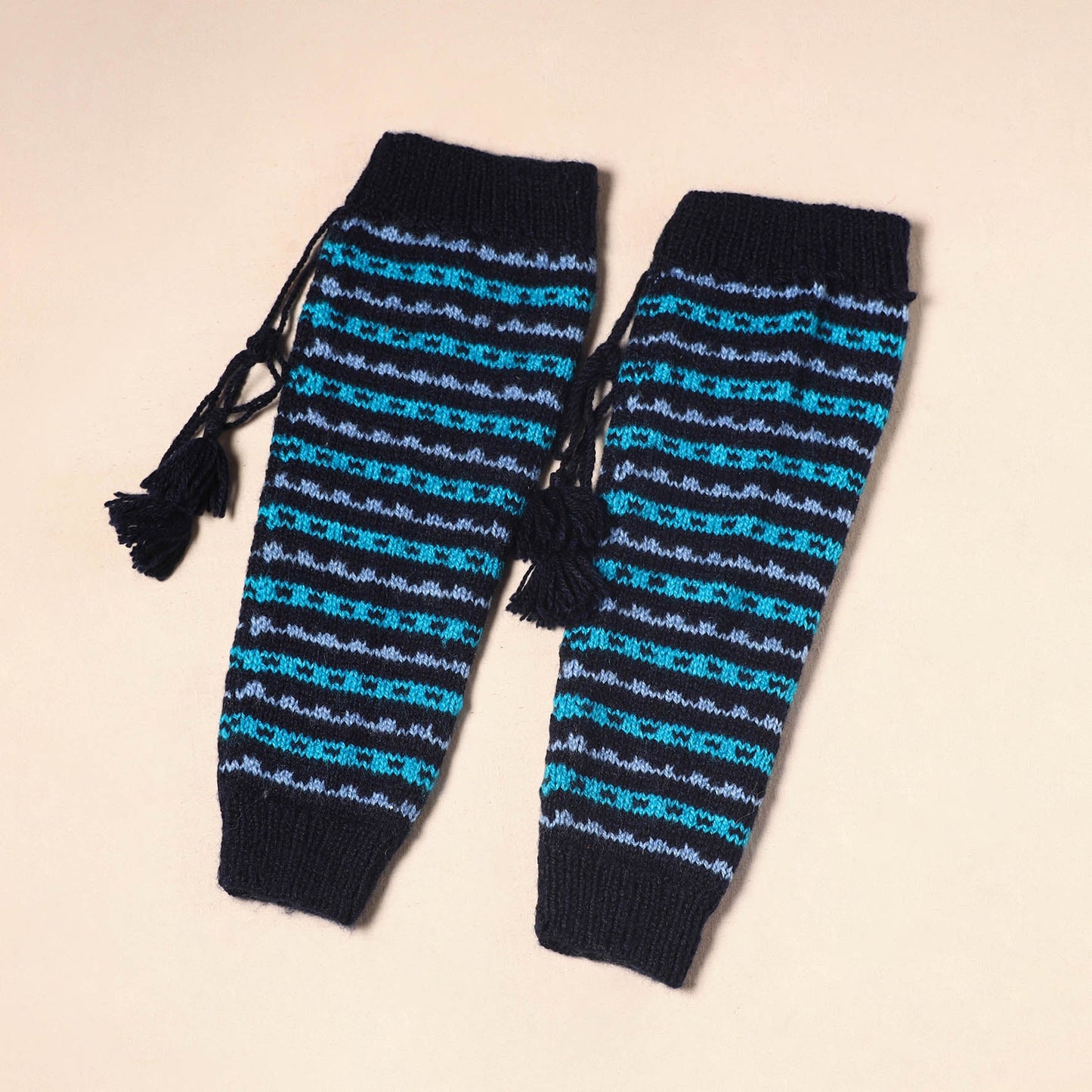 Black Kumaun Hand Knitted Woollen Leg Warmer