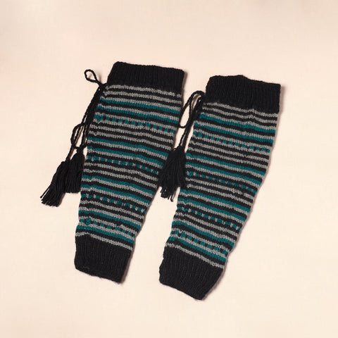 Black Kumaun Hand Knitted Woollen Leg Warmer