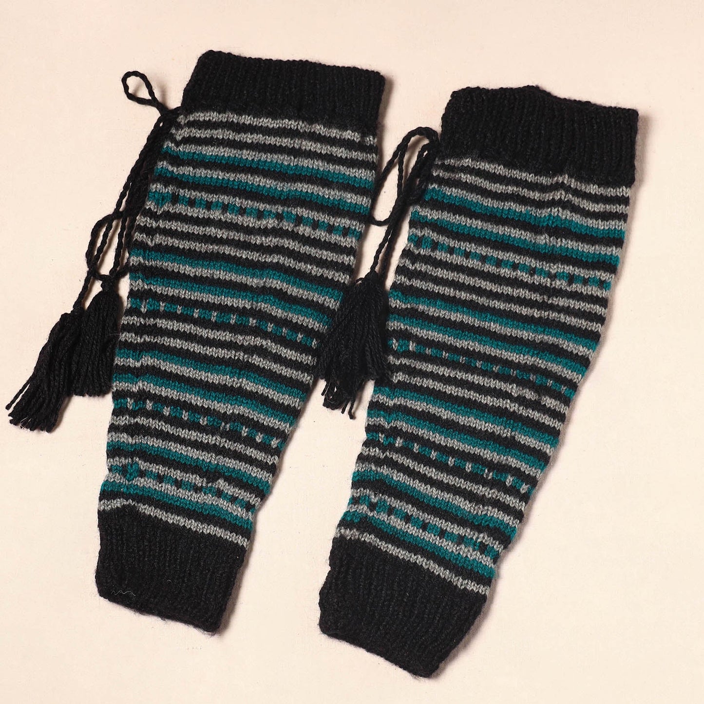 Black Kumaun Hand Knitted Woollen Leg Warmer