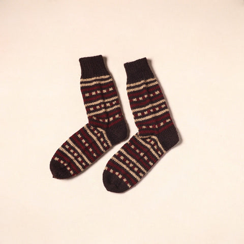 Black Kumaun Hand Knitted Woollen Socks (Adult) 