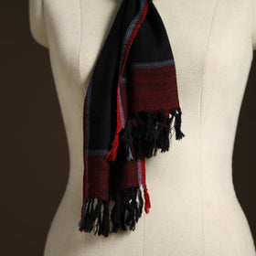 Black - kumaun handwoven merino wool scarf 135 - handcrafted
