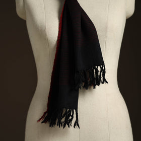 Black - kumaun handwoven merino wool scarf 139 - handcrafted