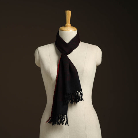 Black - kumaun handwoven merino wool scarf 139 - handcrafted