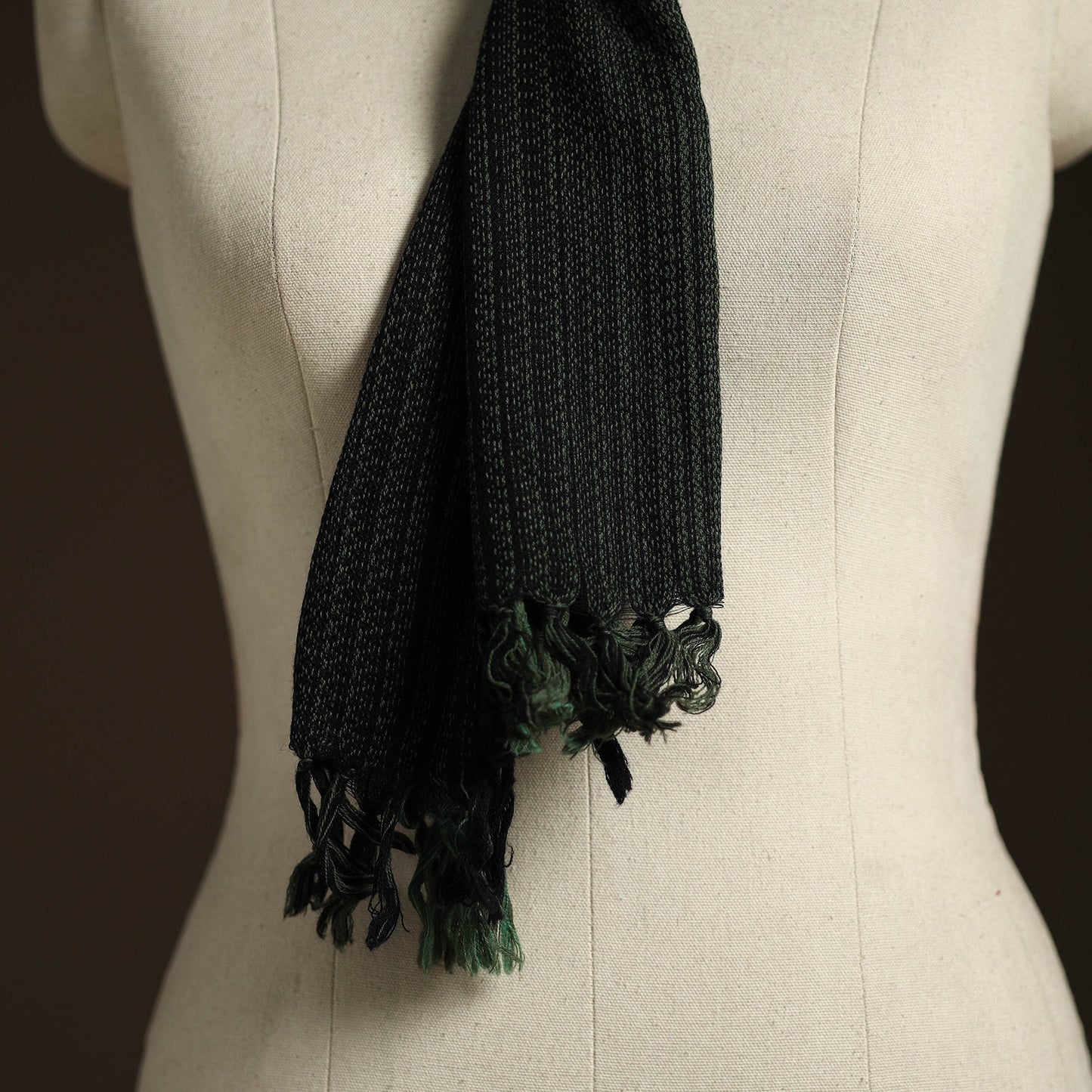 Black - kumaun handwoven merino wool scarf 142 - handcrafted