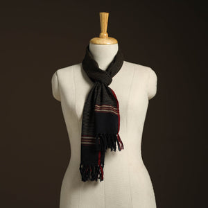 Black - kumaun handwoven merino wool scarf 151 - handcrafted