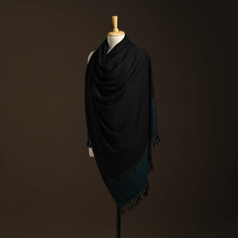 Black - kumaun handwoven merino wool shawl for women 35