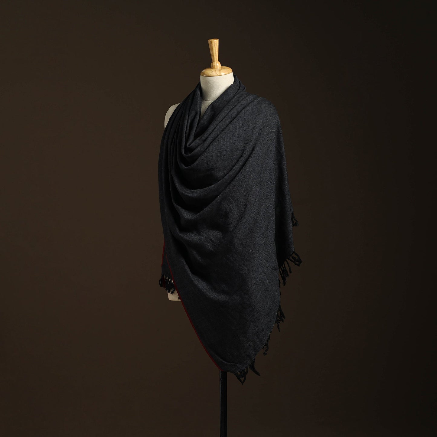 Black - kumaun handwoven merino wool shawl for women 43