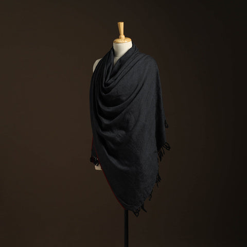 Black - kumaun handwoven merino wool shawl for women 43