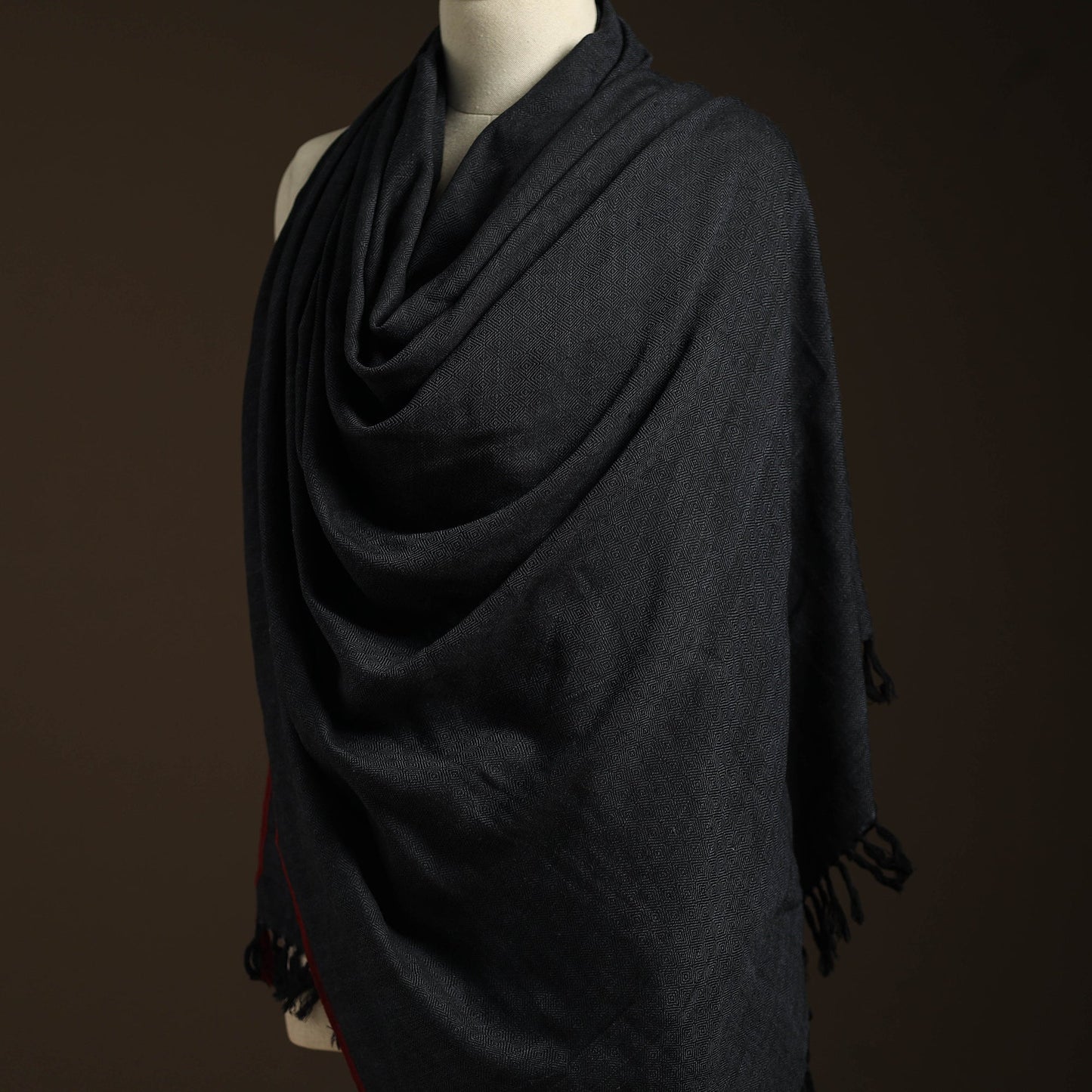 Black - kumaun handwoven merino wool shawl for women 43
