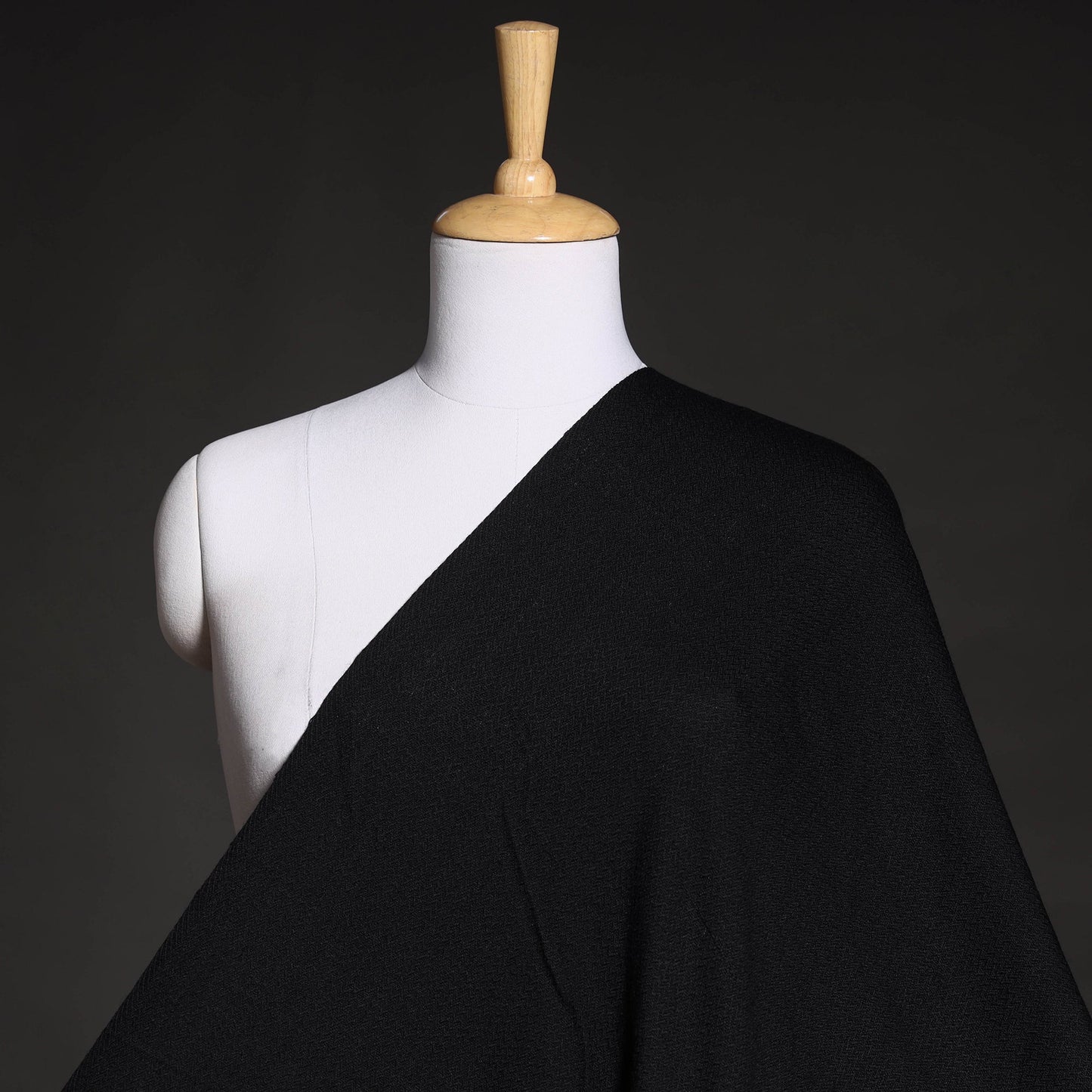  Black Kumaun Handwoven Merino Woollen Fabric 