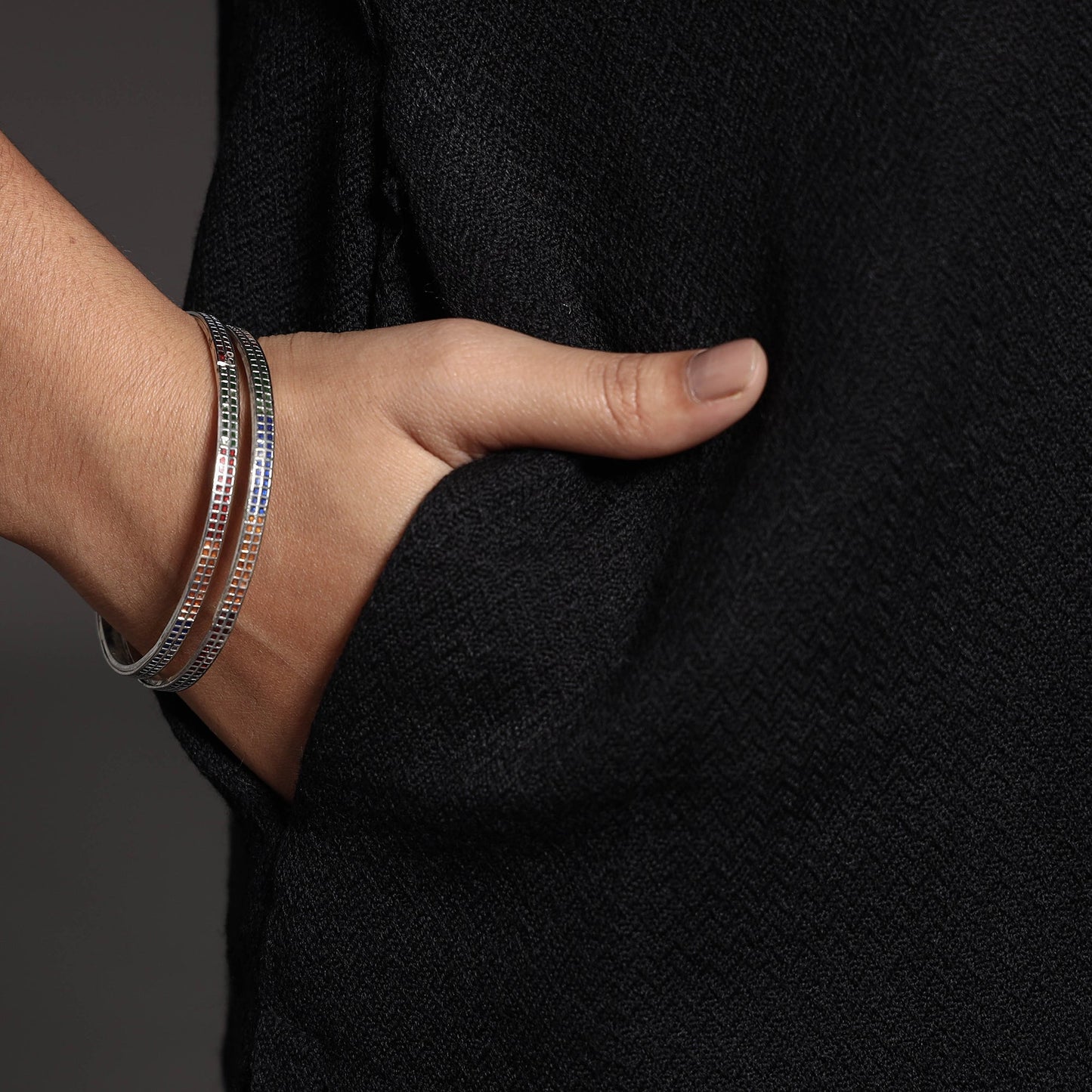 Black Kumaun Handwoven Straight Merino Woolen Kurta for Women