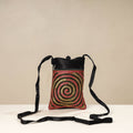Black - kutch ahir embroidery mashru silk sling bag