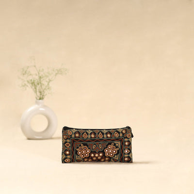 Black - kutch ahir hand embroidered clutch purse 01