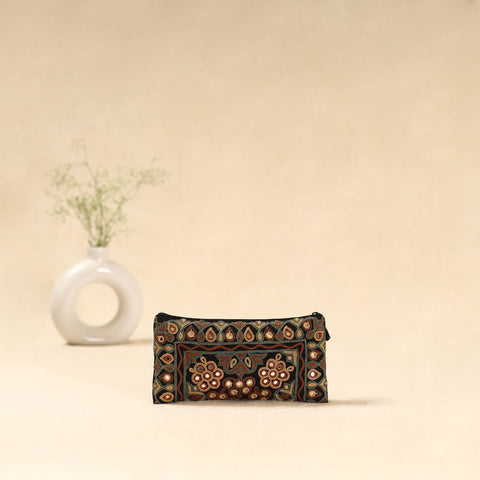 Black - kutch ahir hand embroidered clutch purse 01