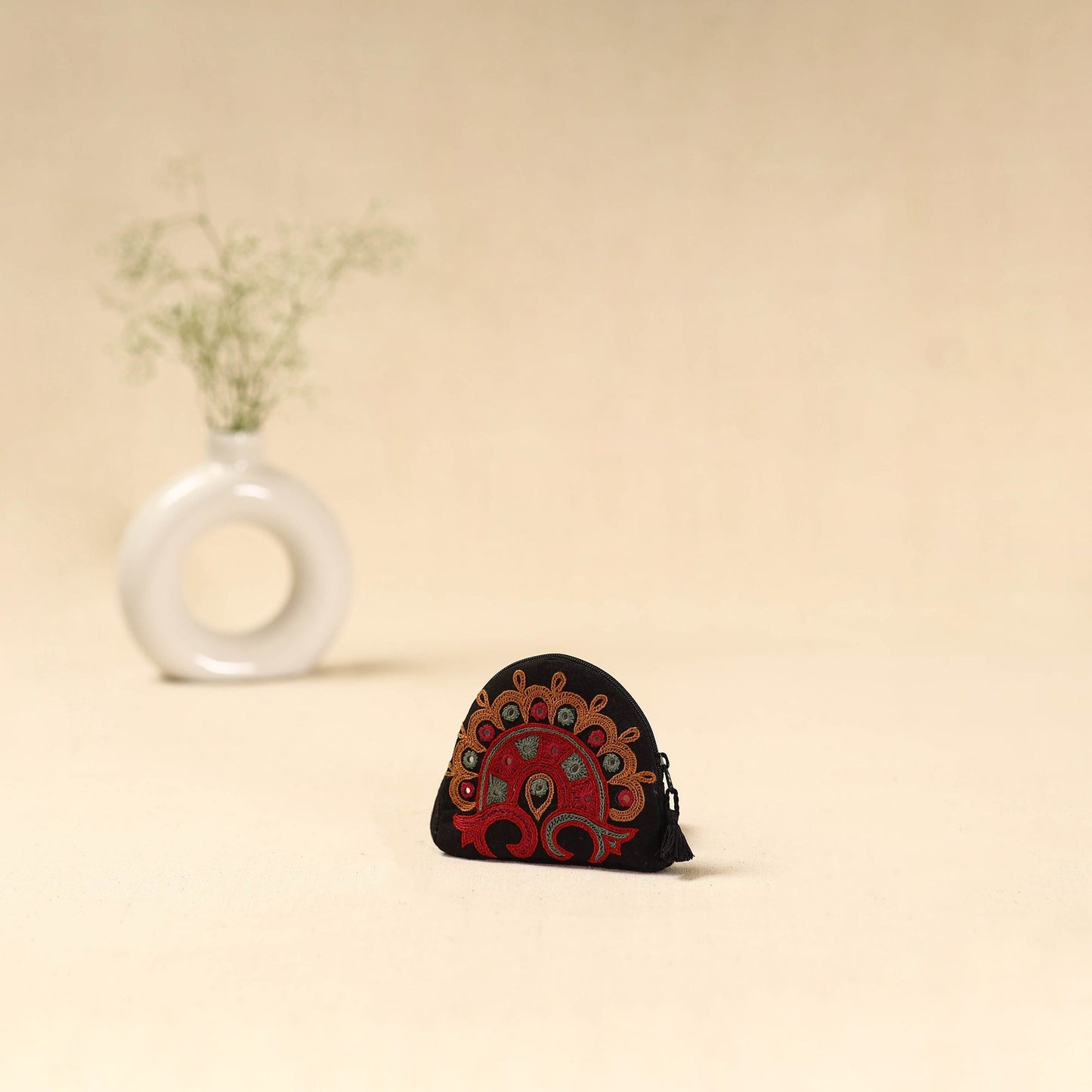 Kutch ahir hand embroidered coin pouch 122 - handcrafted