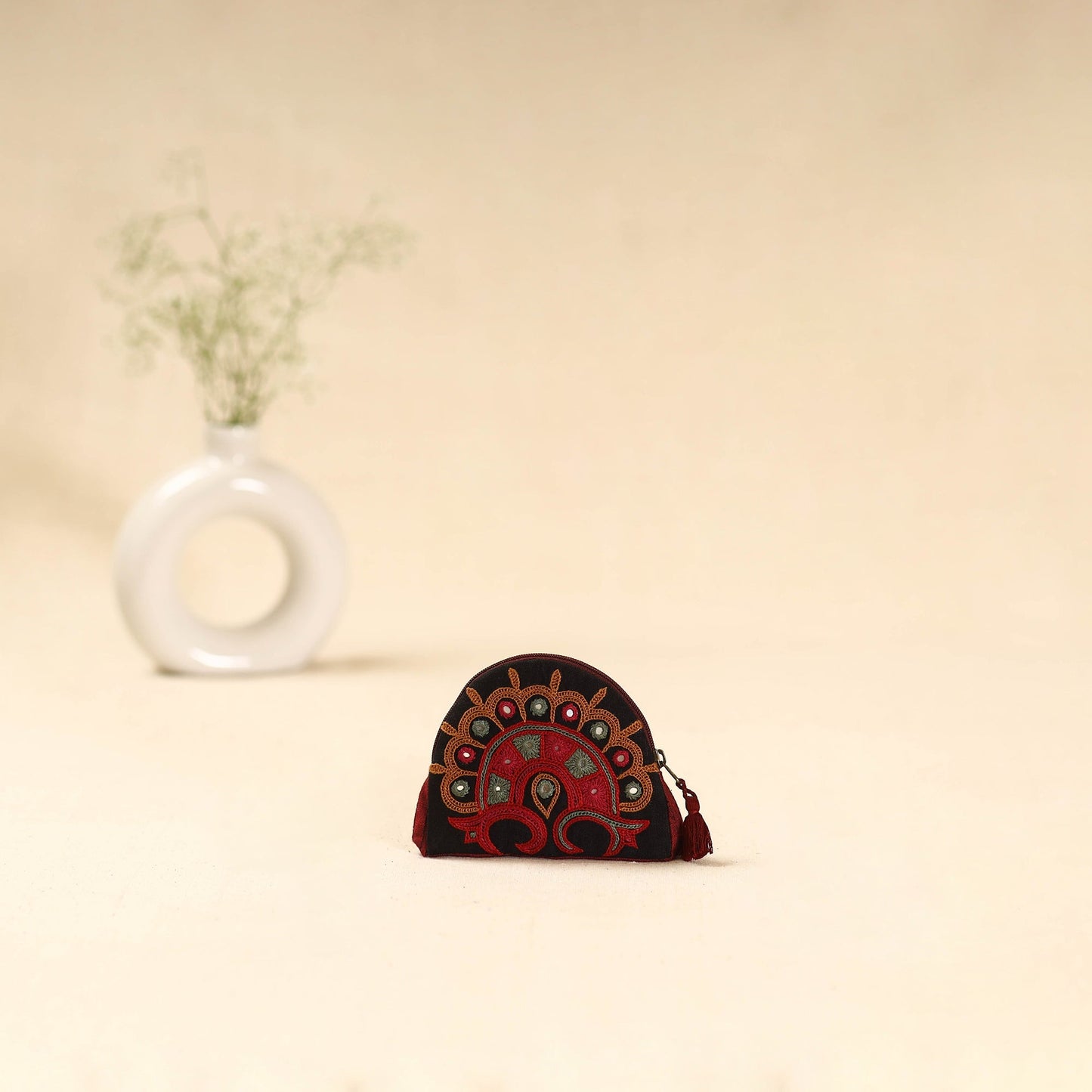 Kutch ahir hand embroidered coin pouch 127 - handcrafted