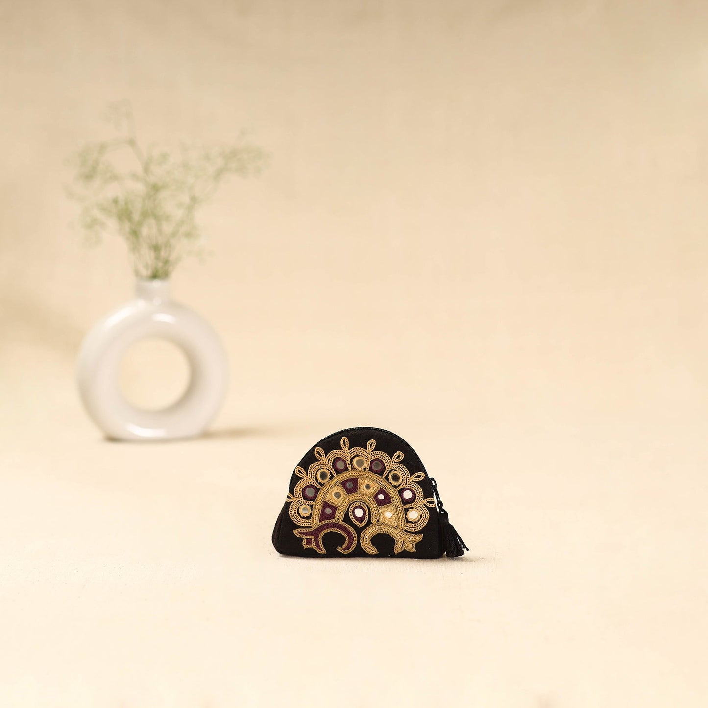 Kutch ahir hand embroidered coin pouch 131 - handcrafted