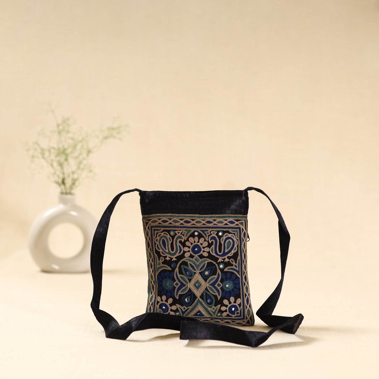 Kutch ahir hand embroidered sling bag 40 - handcrafted