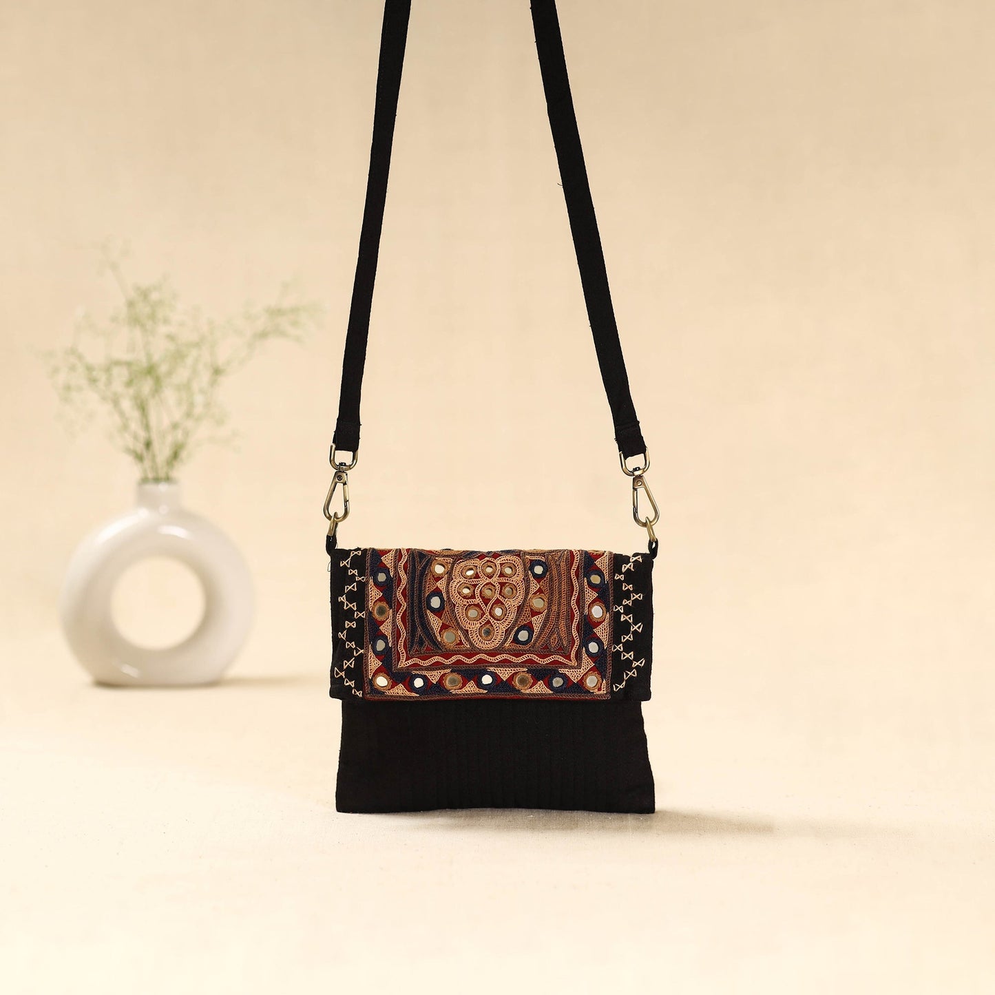 Kutch ahir hand embroidered sling bag 86 - handcrafted