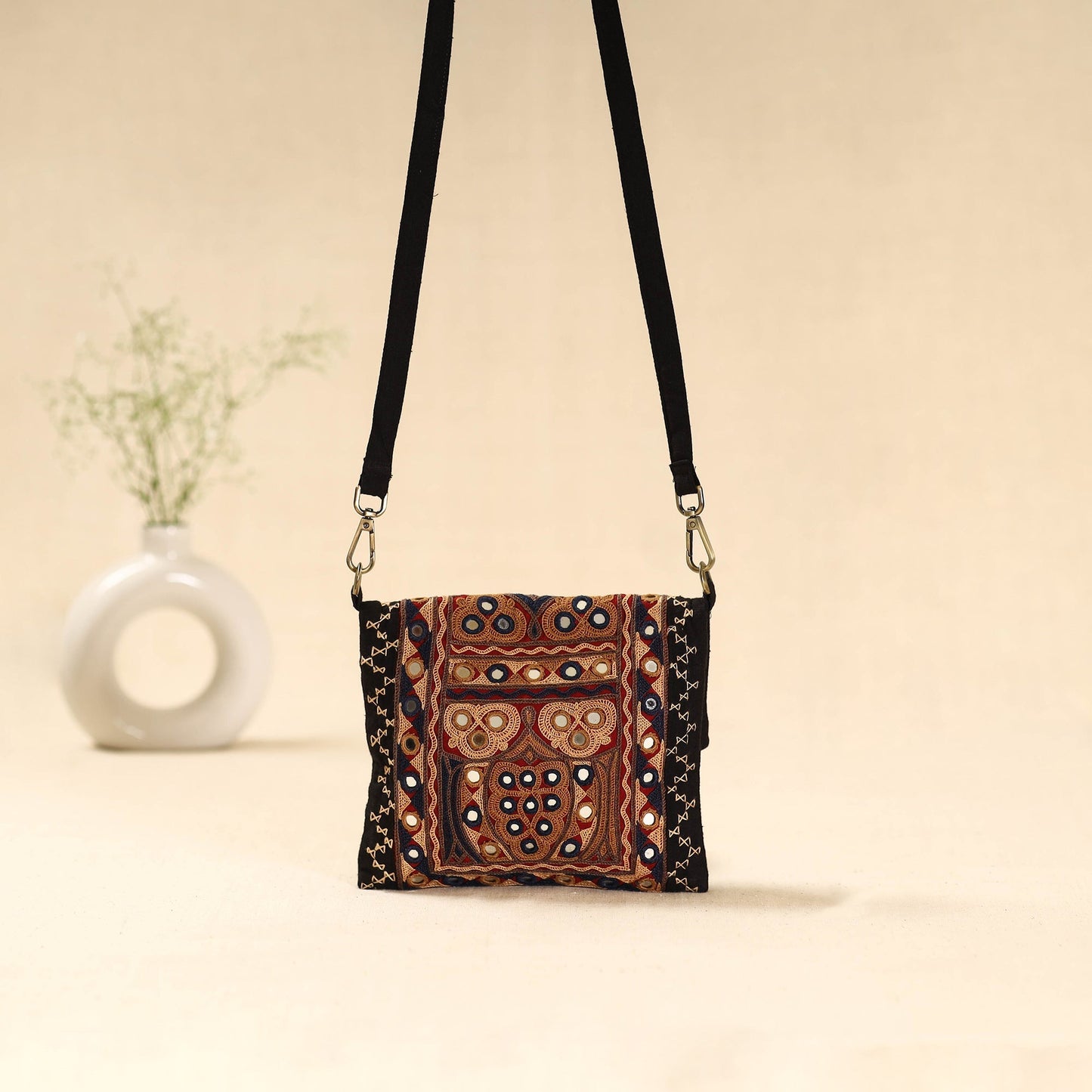 Kutch ahir hand embroidered sling bag 86 - handcrafted