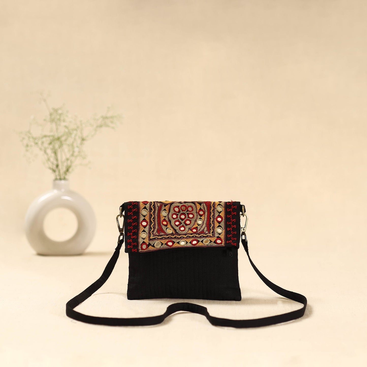 Kutch ahir hand embroidered sling bag 90 - handcrafted