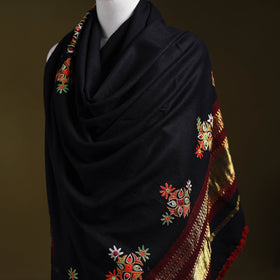 Black - kutch ahir hand embroidery mirror work woollen