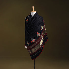 Black - kutch ahir hand embroidery mirror work woollen