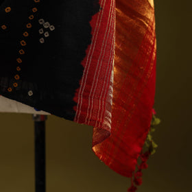 Black - kutch bandhani handwoven merino wool shawl 43