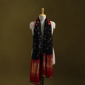 Black - kutch bandhani handwoven merino wool shawl 43