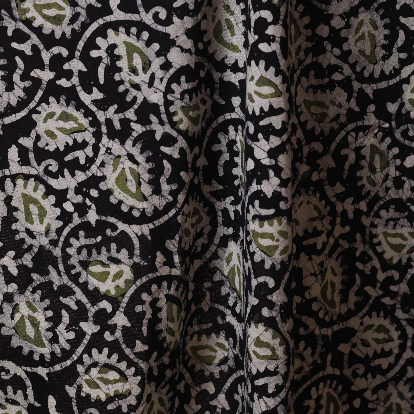 Black - kutch batik cotton fabric 04 - handcrafted