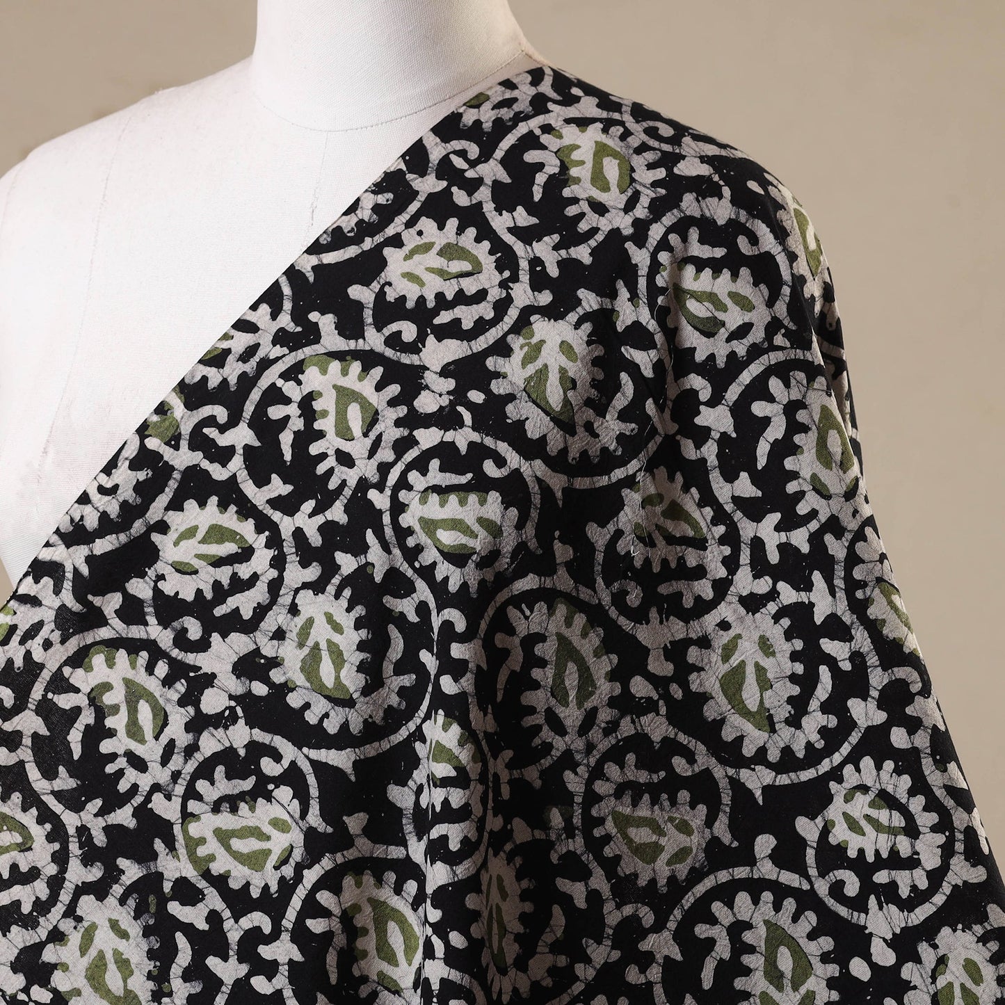 Black - kutch batik cotton fabric 04 - handcrafted