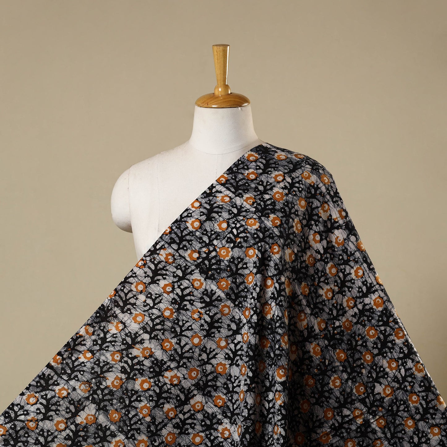 Black - kutch batik cotton fabric 13 - handcrafted