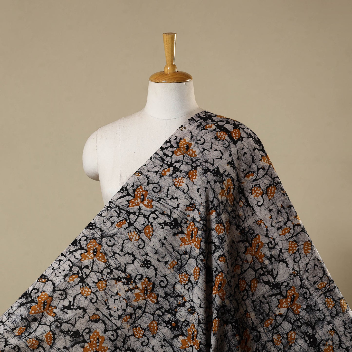 Black - kutch batik cotton fabric 17 - handcrafted