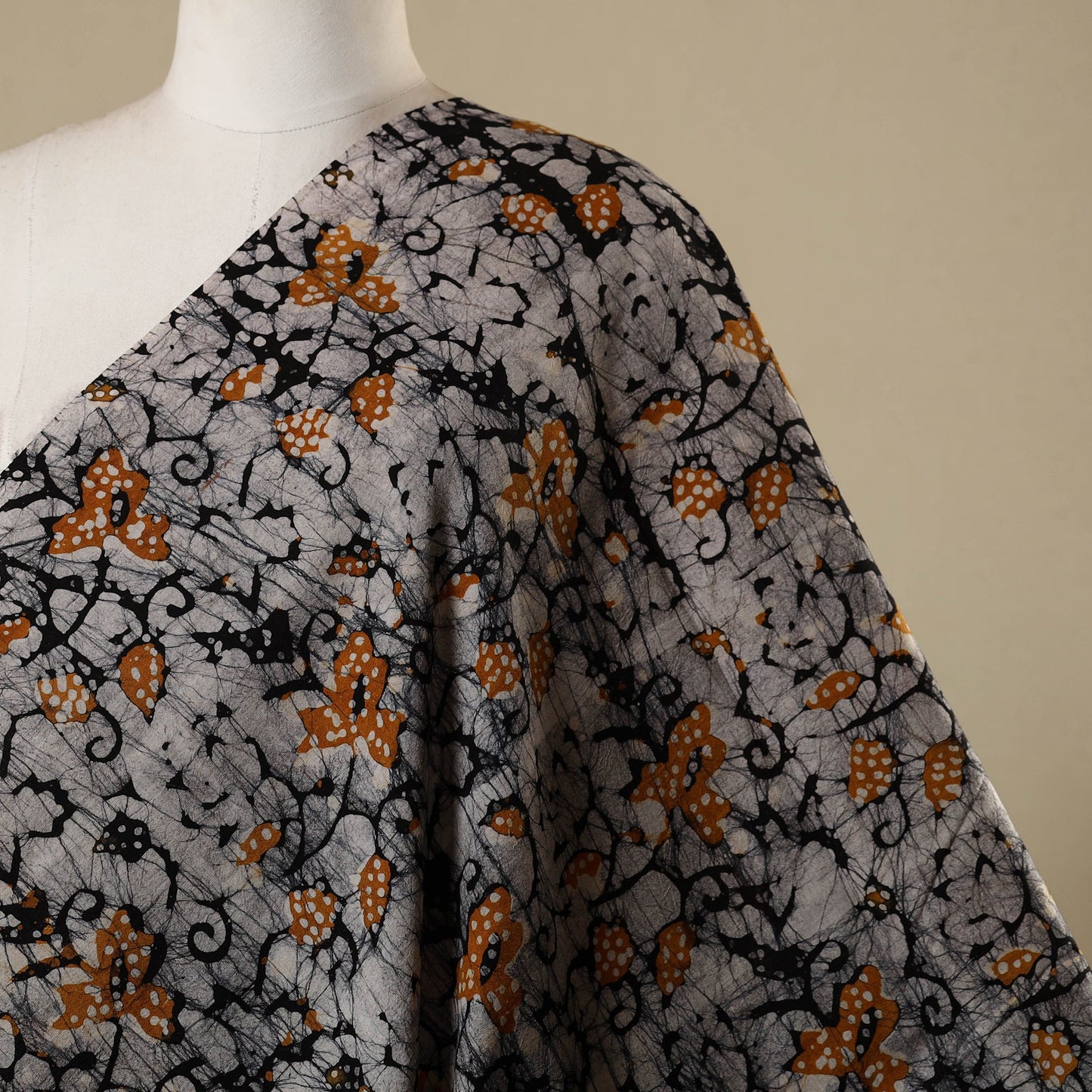 Black - kutch batik cotton fabric 17 - handcrafted