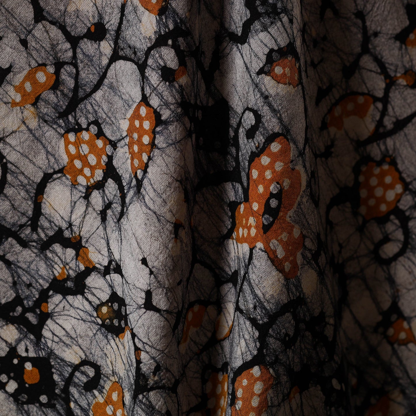 Black - kutch batik cotton fabric 17 - handcrafted