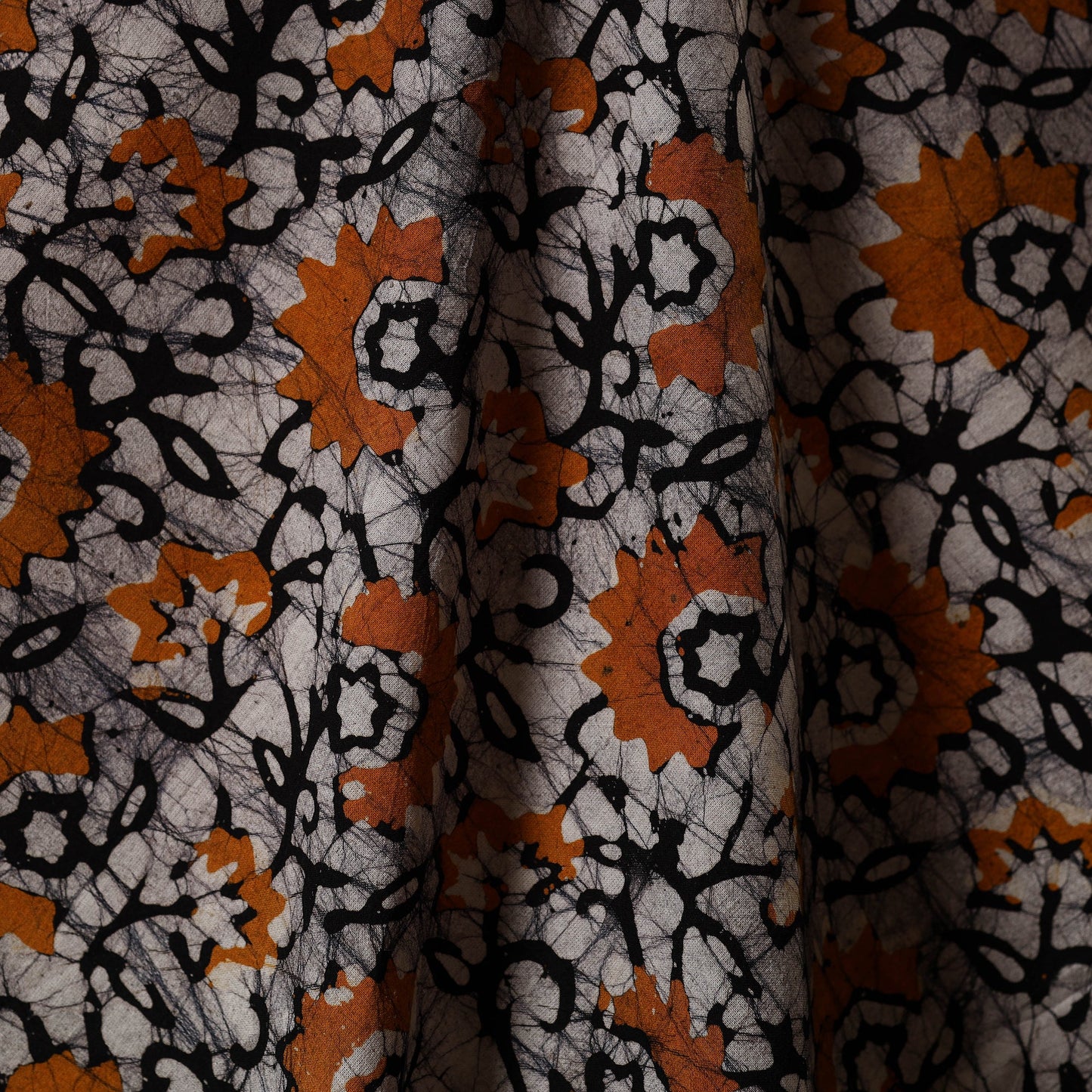 Black - kutch batik cotton fabric 37 - handcrafted