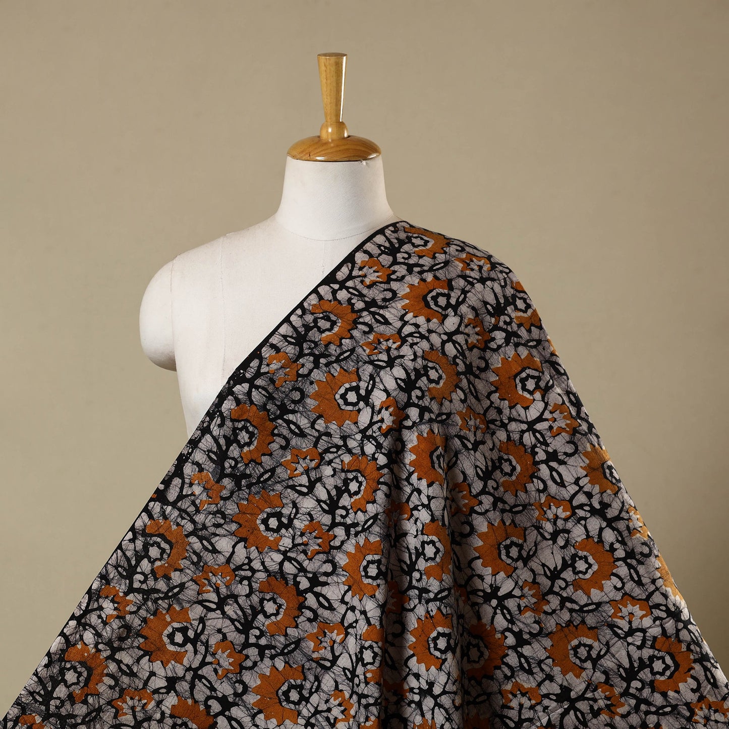 Black - kutch batik cotton fabric 37 - handcrafted