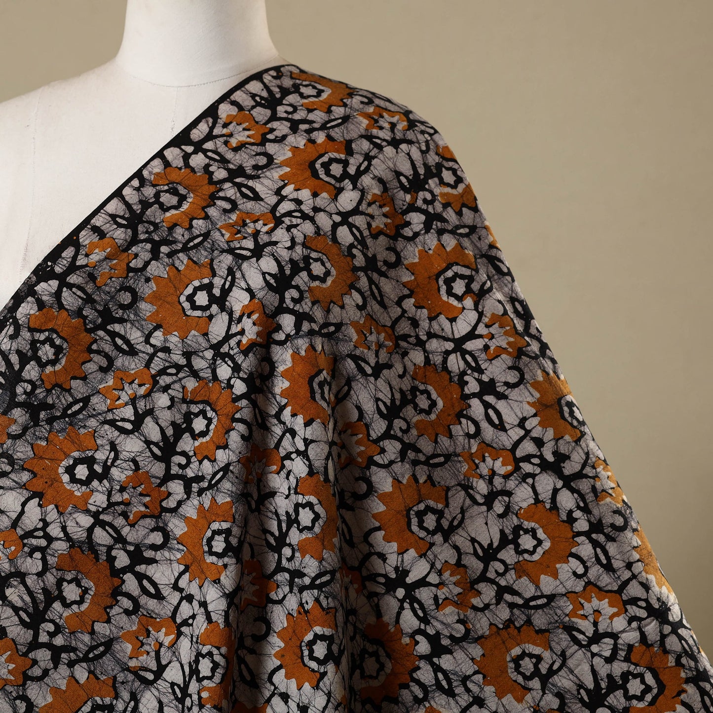 Black - kutch batik cotton fabric 37 - handcrafted