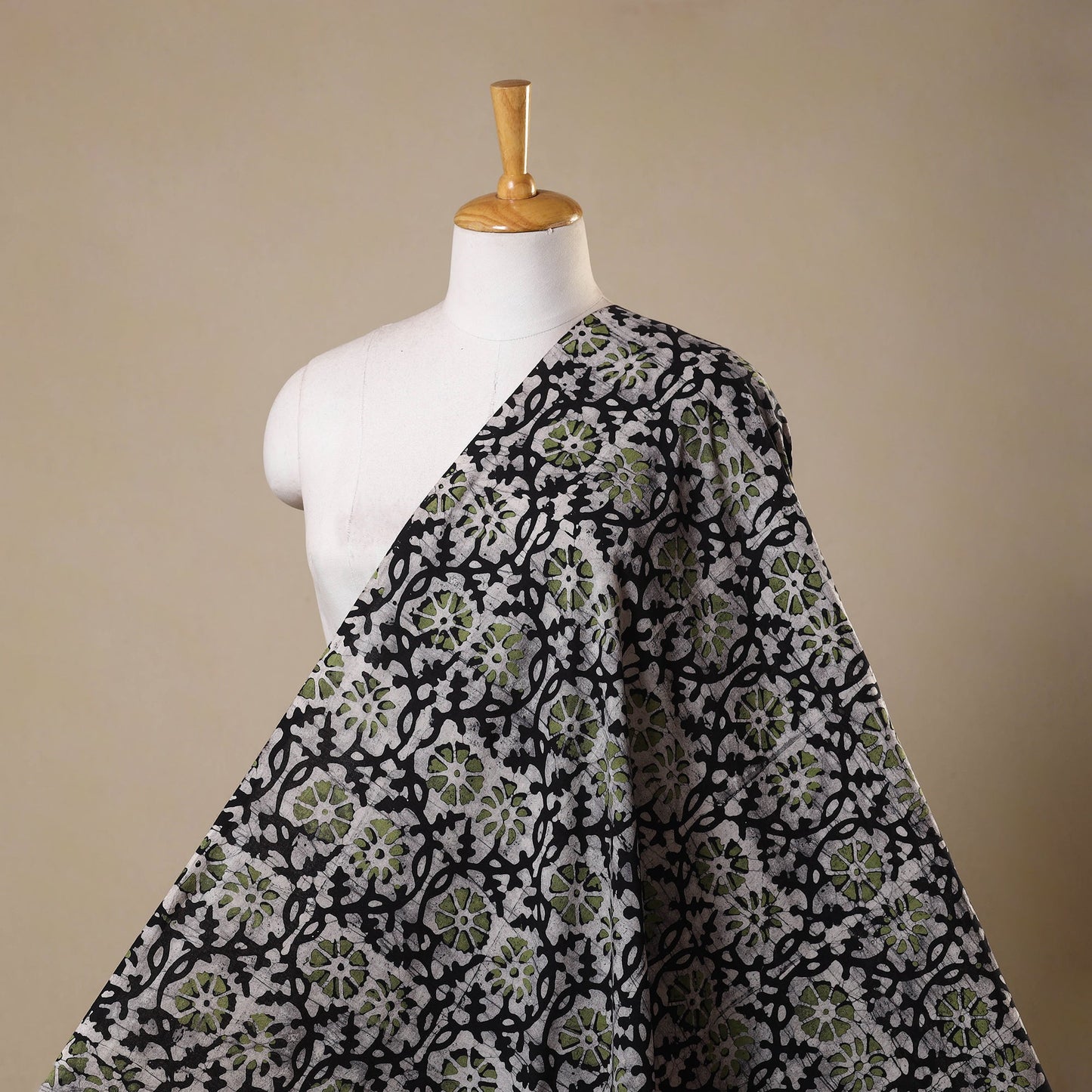 Black - kutch batik cotton fabric 55 - handcrafted