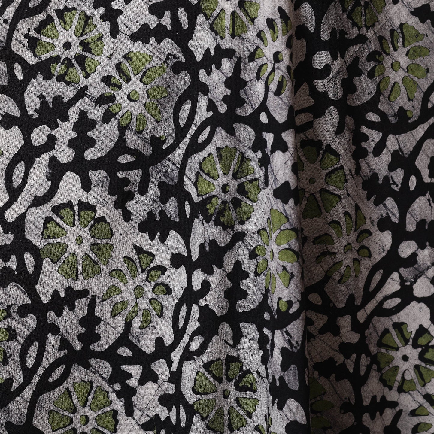 Black - kutch batik cotton fabric 55 - handcrafted