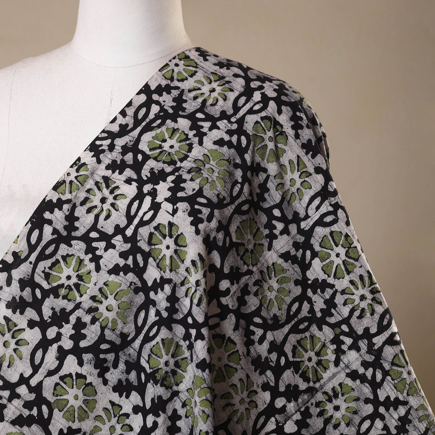 Black - kutch batik cotton fabric 55 - handcrafted